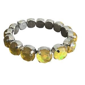 Iridescent lollipop yellow faceted stretch bracelet